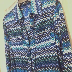 Sace-Unique button up front and back long sleeve blouse